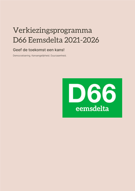 Verkiezingsprogramma D66 Eemsdelta 2021-2026
