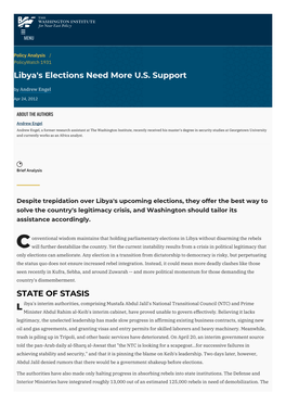 Libya's Elections Need More U.S. Support | the Washington Institute