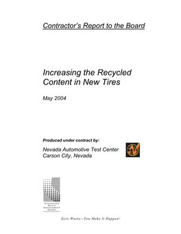 Increasing the Recycled Content in New Tires