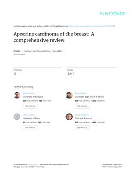 Apocrine Carcinoma of the Breast: a Comprehensive Review