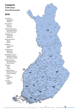 Vaalipiirit Valkretsar Constituencies 2019