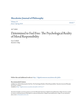 The Psychological Reality of Moral Responsibility