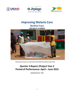 Improving Malaria Care Burkina Faso AID‐624‐A‐13‐00010