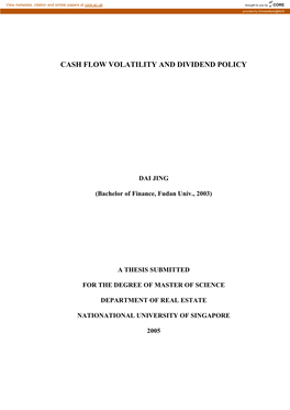 Cash Flow Volatility and Dividend Policy