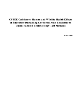 CSTEE Opinion on Human and Wildlife Health Effects of Endocrine Disrupting Chemicals, with Emphasis on Wildlife and on Ecotoxicology Test Methods