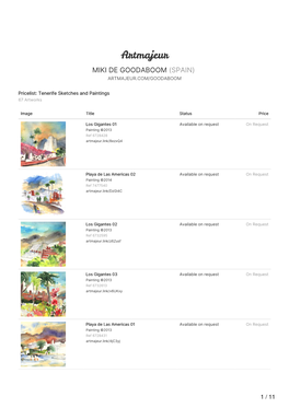 Pricelist Tenerife Sketches and Paintings (Miki De