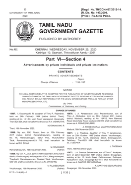 Tamil Nadu Government Gazette