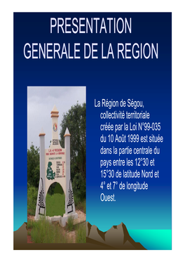 Presentation Generale De La Region