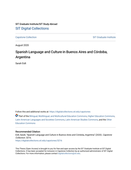 Spanish Language and Culture in Buenos Aires and Córdoba, Argentina