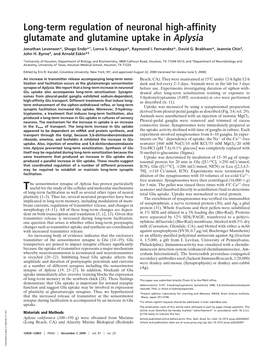 Long-Term Regulation of Neuronal High-Affinity Glutamate and Glutamine Uptake in Aplysia