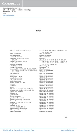 Meteorite Mineralogy Alan Rubin , Chi Ma Index More Information