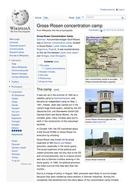 Gross-Rosen Concentration Camp from Wikipedia, the Free Encyclopedia Coordinates: 50°59¢57²N 16°16¢40²E