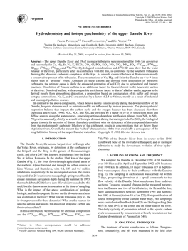 Hydrochemistry and Isotope Geochemistry of the Upper Danube River