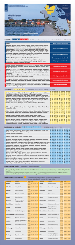 Abfallkalender 2019 Für Das Entsorgungsgebiet Greifswald-Land