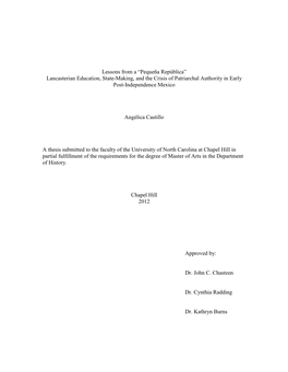 Lancasterian Education, State-Making, and the Crisis of Patriarchal Authority in Early Post-Independence Mexico