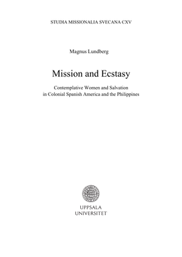 Mission and Ecstasy: Contemplative Women and Salvation in Colonial Spanish America and the Philippines