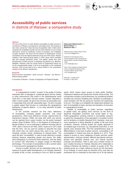 Accessibility of Public Services in Districts of Warsaw: a Comparative Study