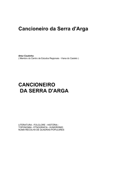 Cancioneiro Da Serra D'arga