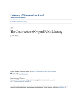 The Construction of Original Public Meaning