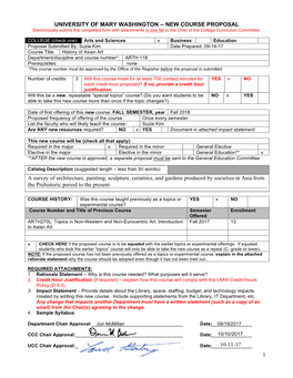 NEW COURSE PROPOSAL a Survey of Architecture, Painting, Sculpture, Ceramics, and Gardens Prod