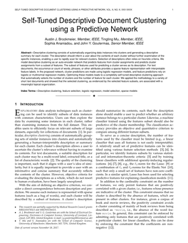 Self-Tuned Descriptive Document Clustering Using a Predictive Network, Vol