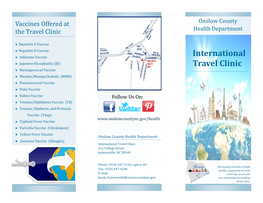 International Travel Clinic 612 College Street Jacksonville, NC 28540