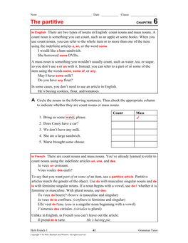 The Partitive CHAPITRE 6