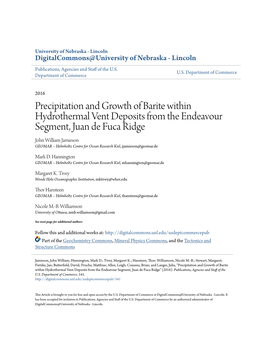 Precipitation and Growth of Barite Within Hydrothermal Vent Deposits