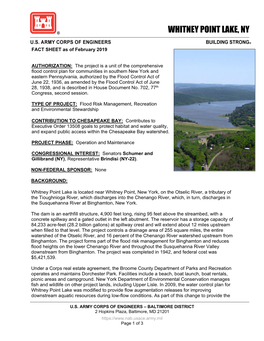 Whitney Point Lake New York Fact Sheet