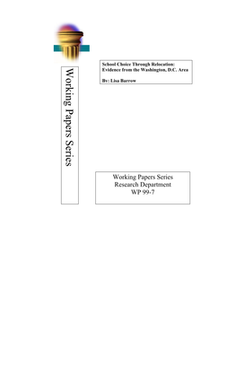 Working Papers Series School Choice School Choice Area the Washington, D.C