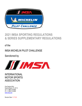 2021 IMSA SPORTING REGULATIONS and SSR IMPC