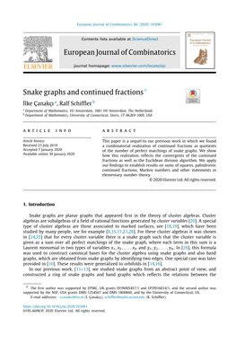 European Journal of Combinatorics Snake Graphs and Continued