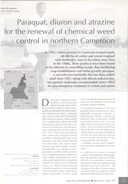 Paraquat, Diuron and Atrazine for the Renewal of Chemical Weed Control in Northern Cameroon