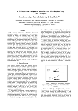 A Dialogue Act Analysis of Rises in Australian English Map Task Dialogues