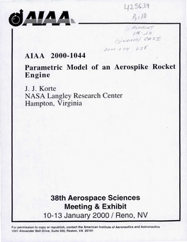 AIAA 2000-1044 Parametric Model of an Aerospike Rocket Engine 38Th