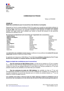 Communiqué De Presse Covid-19