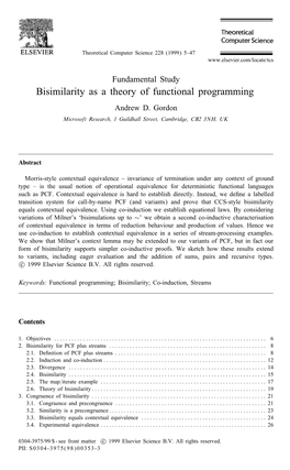 Bisimilarity As a Theory of Functional Programming