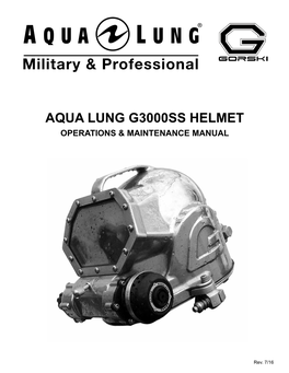 Aqua Lung G3000ss Helmet Operations & Maintenance Manual