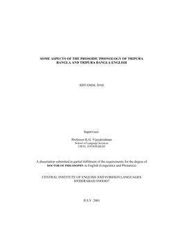 Some Aspects of the Prosodic Phonology of Tripura Bangla and Tripura Bangla English