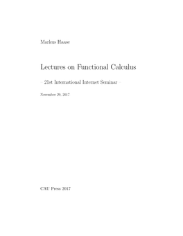 Lectures on Functional Calculus