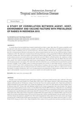 A Study of Correlation Between Agent, Host, Environment and Vaccine Factors with Prevalence of Rabies in Indonesia 2015