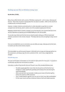 Backing up Your Files on Windows Using Rsync