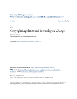 Copyright Legislation and Technological Change Jessica D