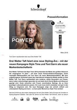 Presseinformation Drei Wetter Taft Feiert Eine Neue Styling-Ära – Mit