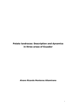 Potato Landraces: Description and Dynamics in Three Areas of Ecuador