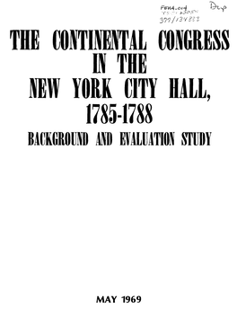 THE W Ilftal I the IW YORK CITY HALL, 1785-1788 Bauküroui I L EVALUATION STUDY