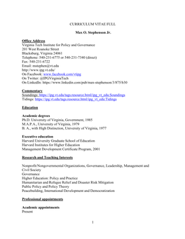 Max Stephenson CV Archive