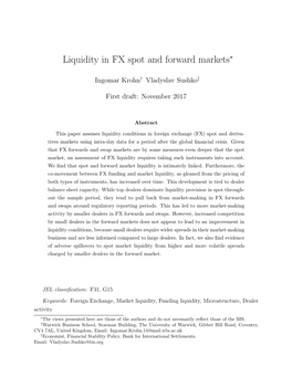 Liquidity in FX Spot and Forward Markets∗