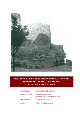 Projecte Bàsic I Executiu D’Arranjament Del Torreó Del Castell De Talarn