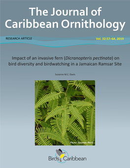 (Dicranopteris Pectinata) on Bird Diversity and Birdwatching in a Jamaican Ramsar Site